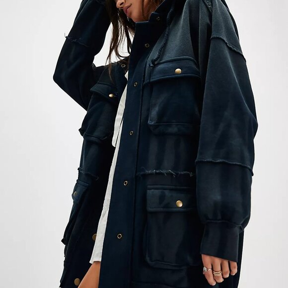 081 Free People We The Free You're A Star Hoodie NWT Navy Size Small - Picture 6 of 12